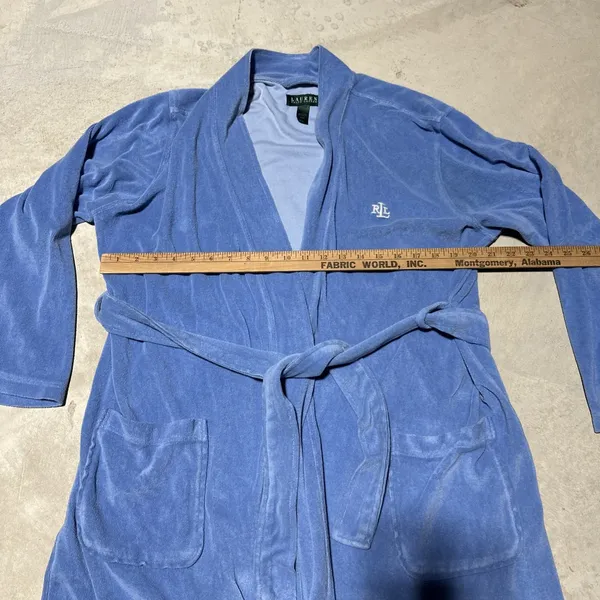 Ralph Lauren Polo Ralph Lauren TerryCloth Bath Robe Light Blue Belted UNISEX SZ L - Image 4