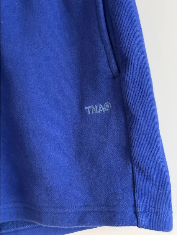 Aritzia TNA Cozy Fleece Boyfriend Mid-Thigh Shorts Blue XS #94293 - Image 5