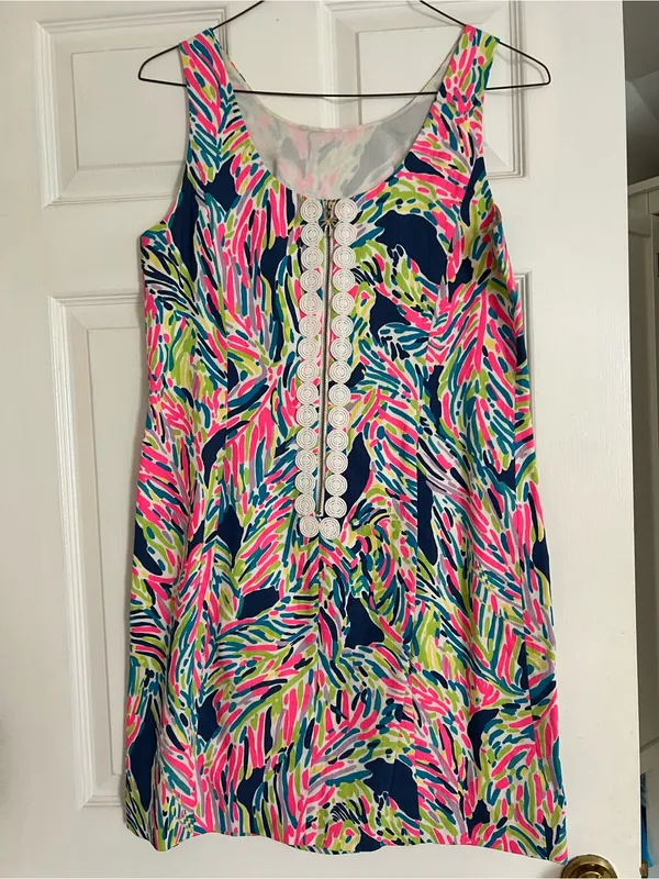 Lilly Pulitzer Navy, Pink & Lime Sleeveless Shift Dress - Image 2