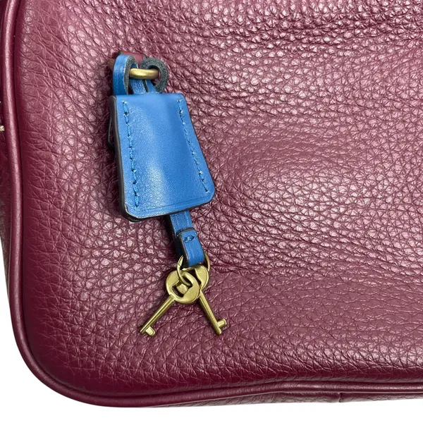 J. Crew Signet Pebble Leather Crossbody Camera Bag Burgundy Red - Image 9