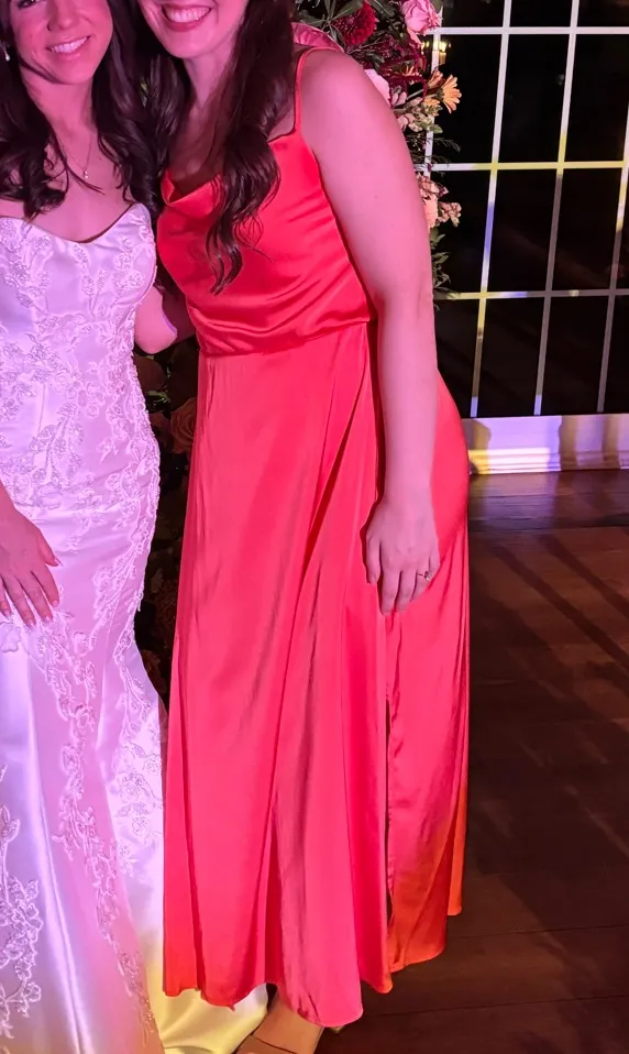 Satin Dress Orange - Image 2