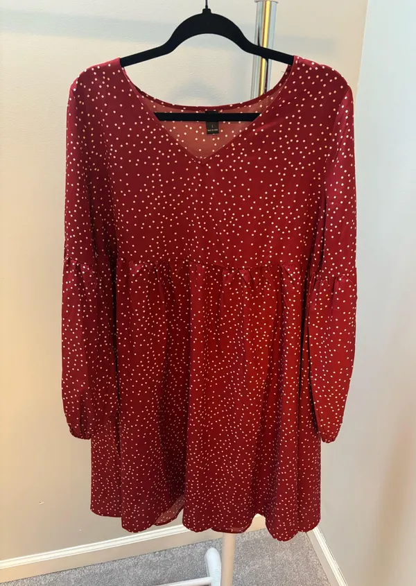 Emery Rose Red Polka Dot Babydoll Dress - Image 2