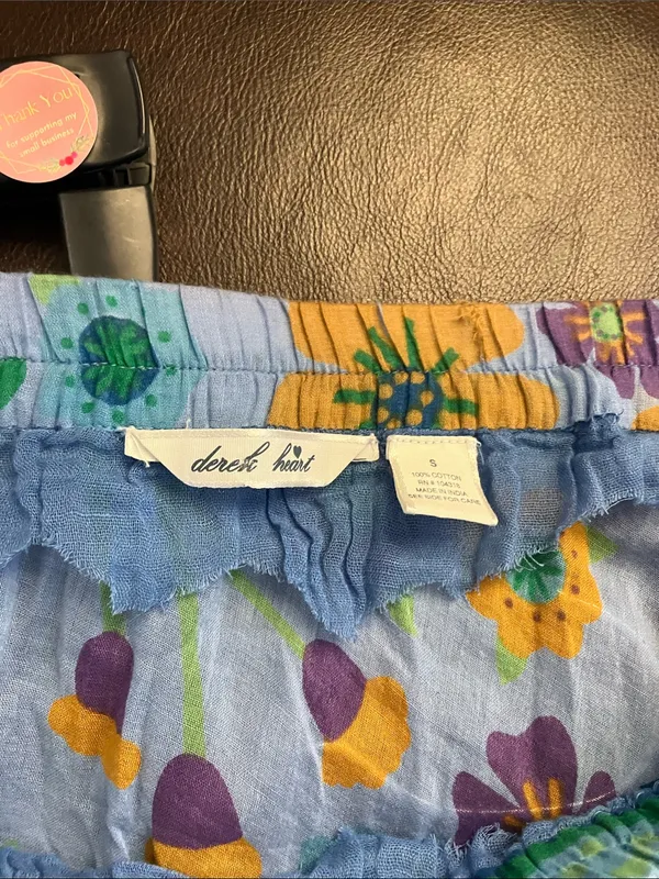 Derek Heart Bohemian Tiered patchwork Maxi skirt Blue Floral Maxi - Image 6