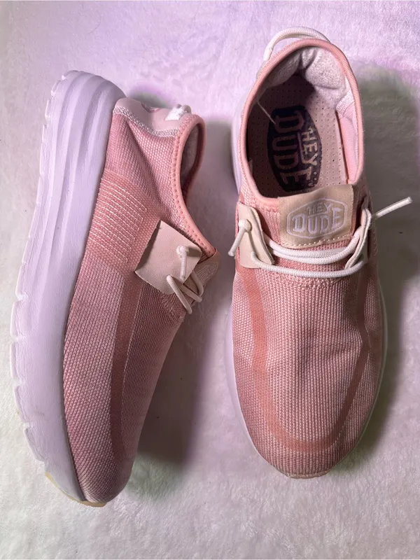 Hey Dude Wendi Slip-On Knit Sneakers - Dusty Rose & Cream - Image 5