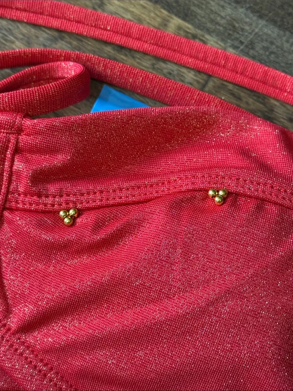 CUPSHE Red Shimmer High-Waist Bikini Small NWT Minimalist Sexy - Image 4