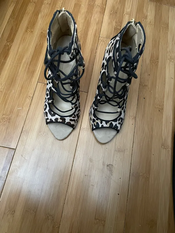 Leopard Print Lace-Uo Heels - Image 2