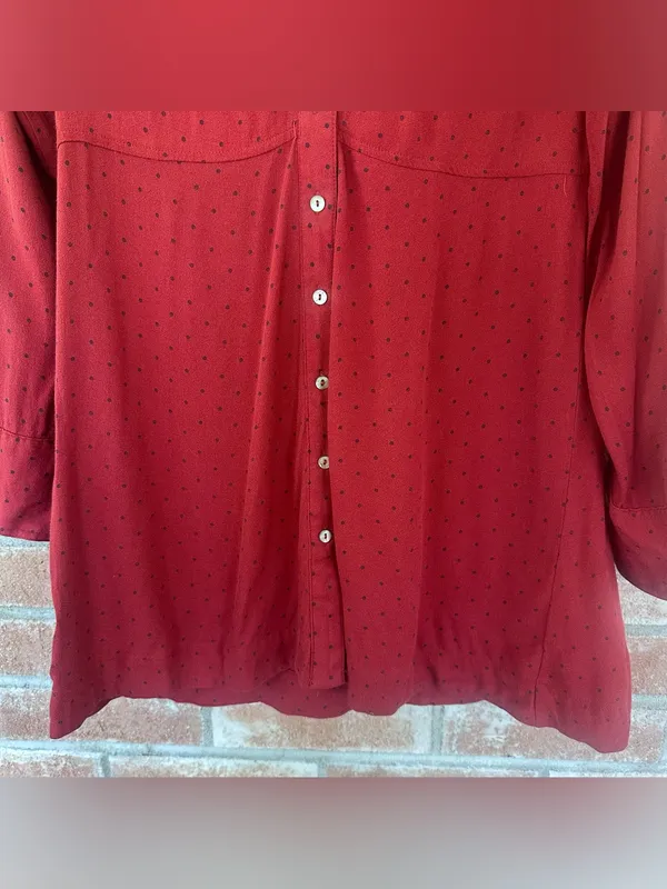 Free People Polka Dot Mini Dress Long Sleeve Button Up Women’s Small Red - Image 5
