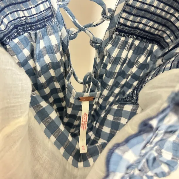 FREE PEOPLE Lucinda Plaid Midi Dress in Blue Combo Size X-Small - Image 7