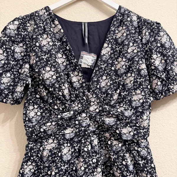 Anthropologie The Katerina Button-Front Romper Size M Black Floral‎ - Image 5