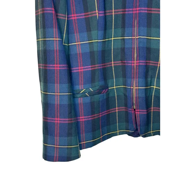 J.G. Hook Women Blazer Jacket 100% Wool Vintage 90's‎ Plaid Lined Full Zip Sz. 8 - Image 3