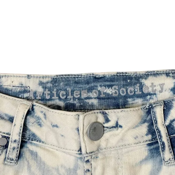 Article Of Society Straight Leg Jeans Frayed Hem Tie Dye Bleached Denim 26 Women - Image 7