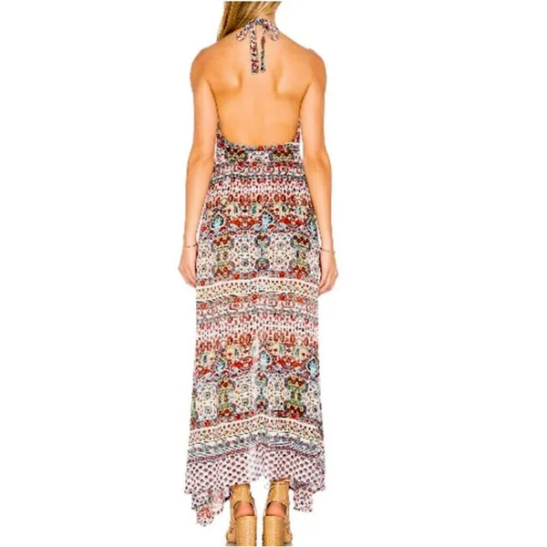 Anthropologie Raga Riviera Vibe Deep V Halter Maxi Dress Medium - Image 3