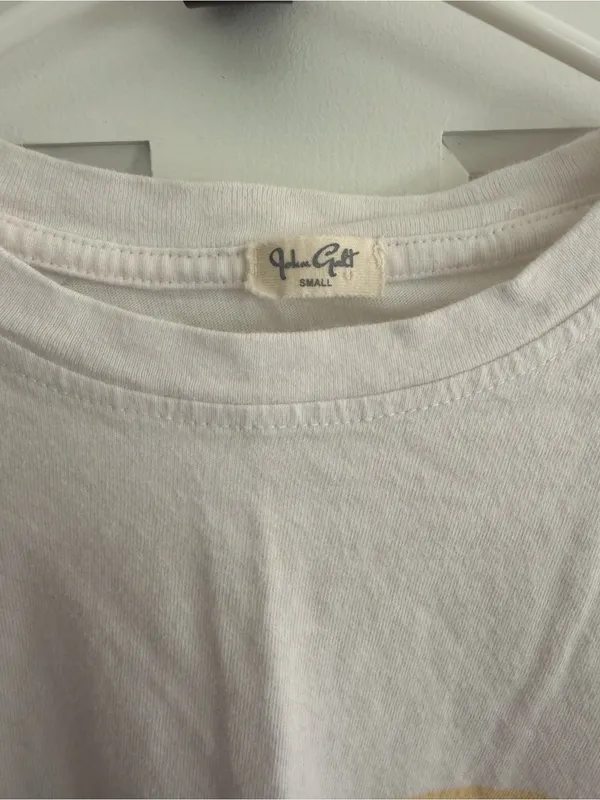 Brandy Melville John Galt Rainbow Stripe Cropped Tee White‎ Short Sleeve Size Small - Image 2