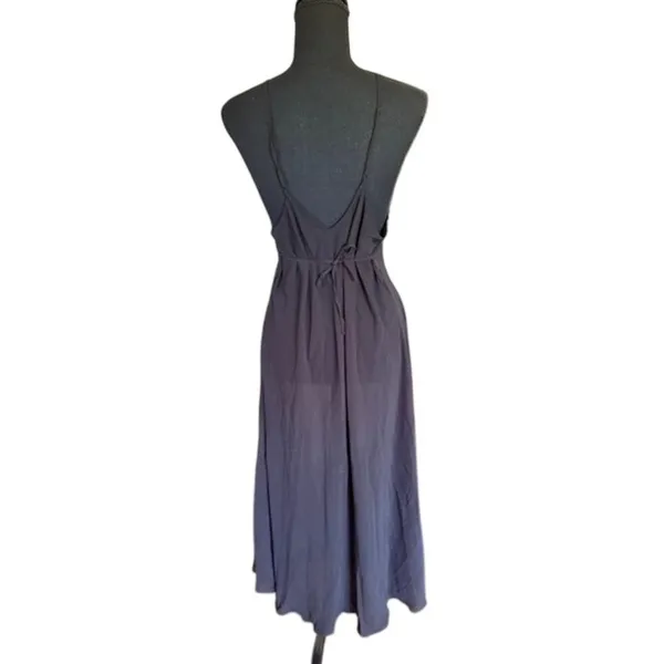Miss Salma Sheer Black Floral Embroidered Nightgown Slip Dress Medium - Image 4