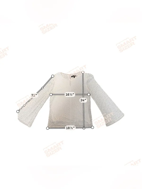 Banana Republic‎ Ivory Floral Lace Bell Sleeve Blouse Boho Romantic Small - Image 7