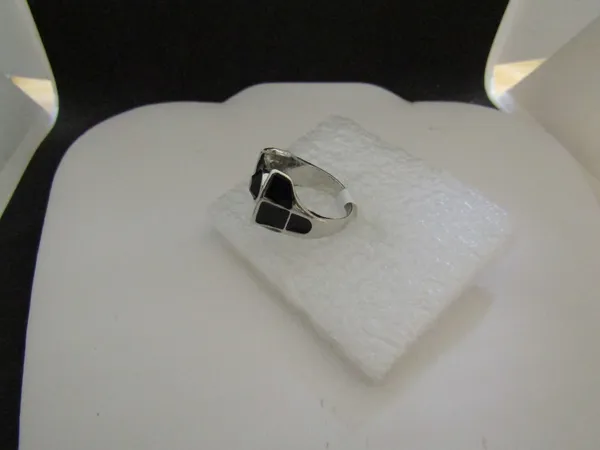 Black Cz Starship Tibetan Silver Ring - Size 7 - Image 4