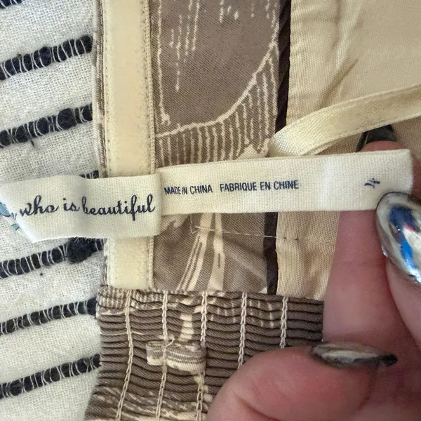 Y2K Vintage MAEVE | Anthropologie Cream and Brown Strapless Dress | 4 Twee - Image 7