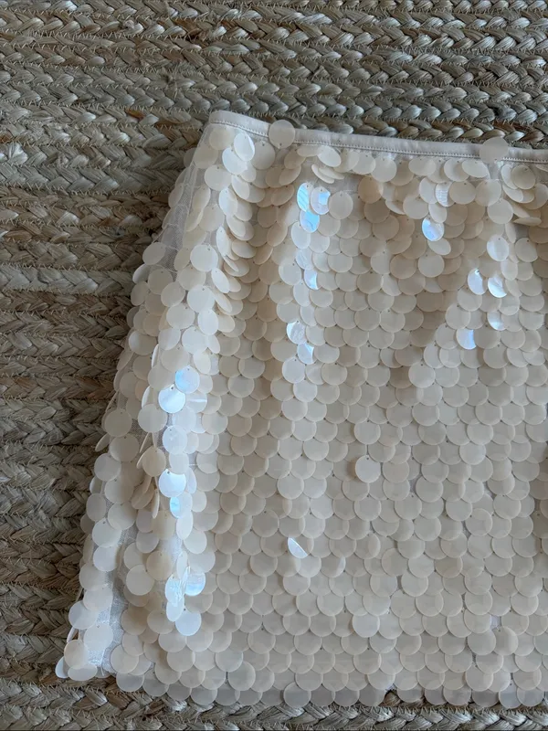 Ivory paillette sequin mini skirt - Image 3
