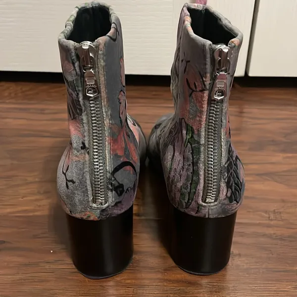 Rag & Bone Drea Velvet Floral Print Ankle Booties Boho Chic Glam Artsy Luxury - Image 5