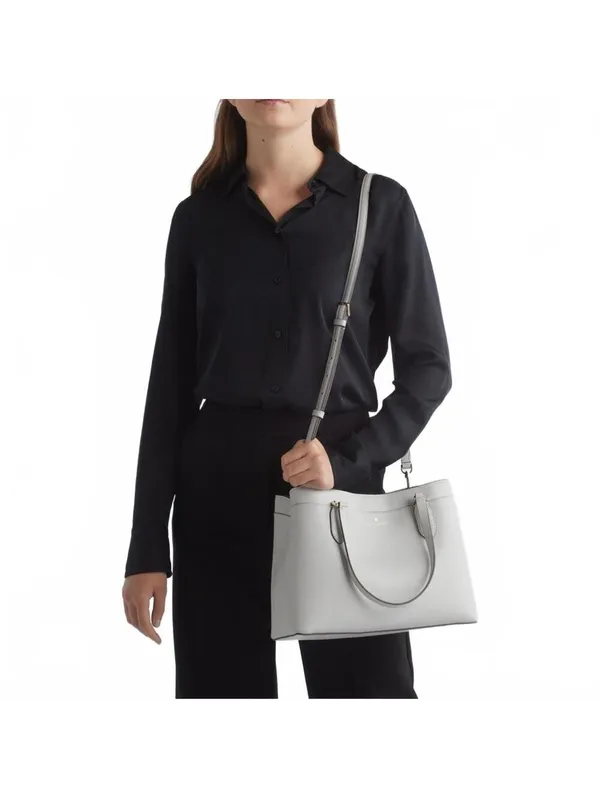 Kate Spade Sienna Medium Satchel Crossbody Bag PLATINUM GREY - Image 7