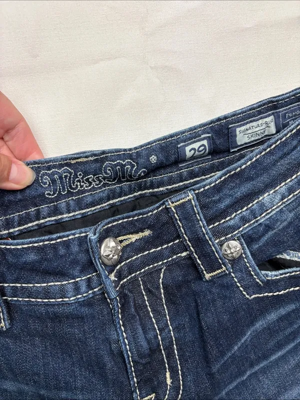 Miss me size 29 Women’s Dark Blue Skinny Jeans western embellished cowgirl rodeo - Image 3