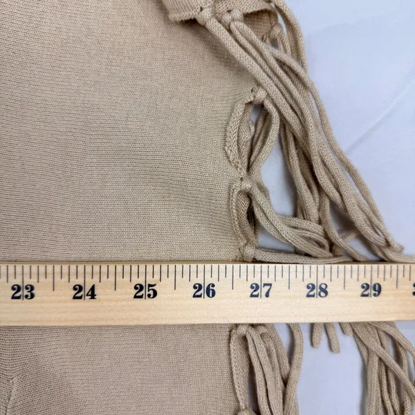 Michael Kors Size M Camel Fringe Knit Poncho Sweater Western Layering Boho - Image 5