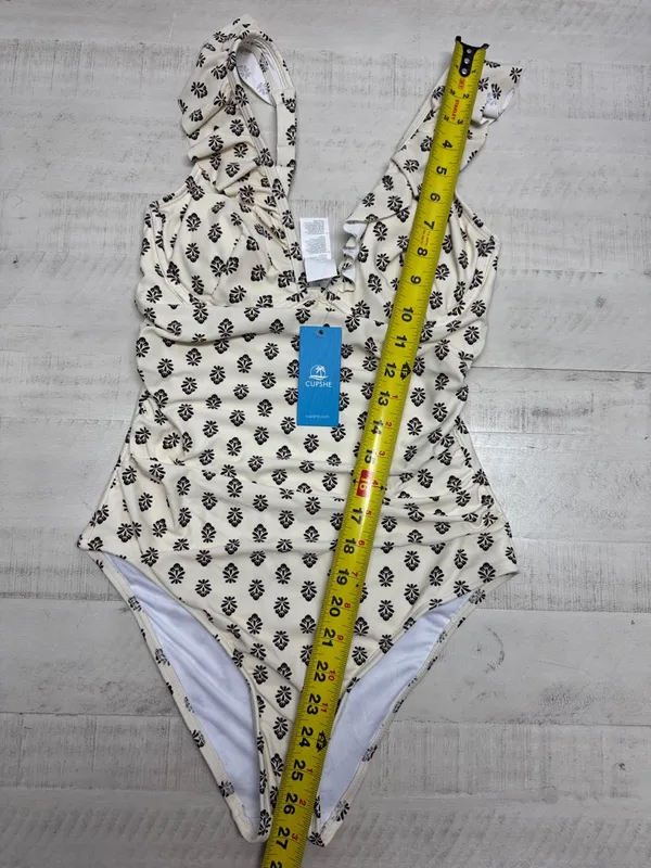Cupshe Cream Ornate Flutter Strap Underwire One Piece Swimsuit - Image 3