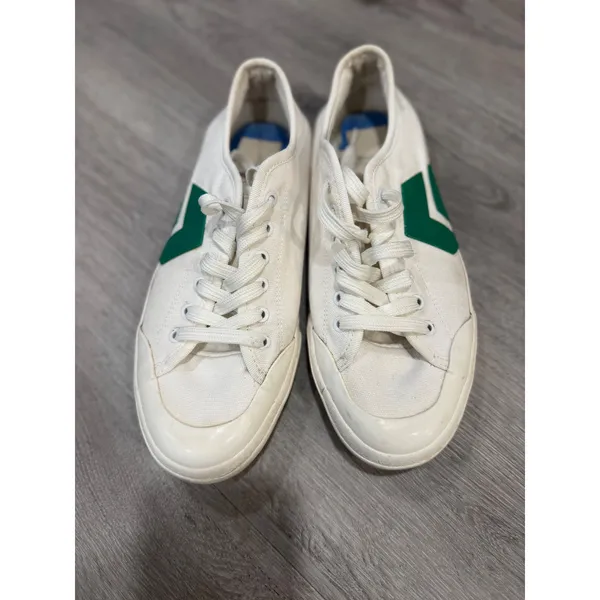 CLEAR Canvas Low Top Sneakers White Green Women's Size 8 Casual Lace Up Shoes - Image 14