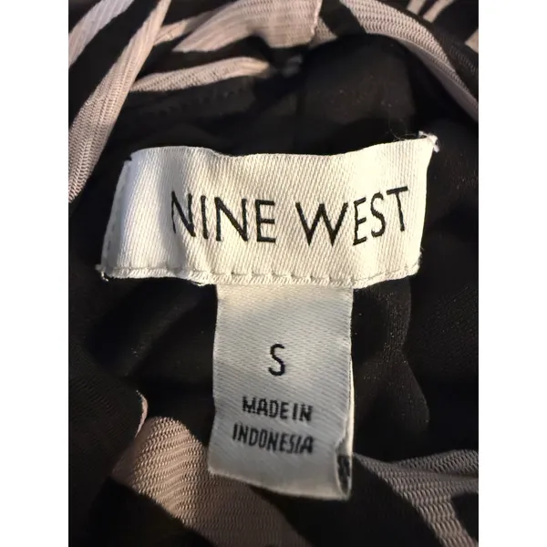 Nine West Zebra Print Mock Neck Ruched Long Sleeve Midi Dress Small Black y2k glam party - Image 6