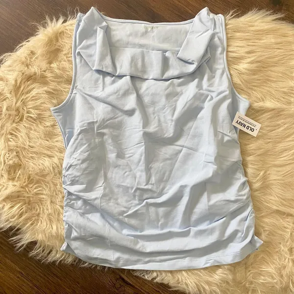 NWT Baby Blue / Light Blue Old Navy Side Cinched Cowl Neck Tank Top L - Image 3