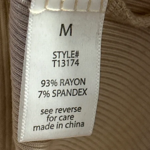 GUESS ribbed turtleneck long sleeve top beige size M style T13174‎ - Image 5