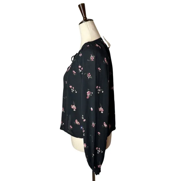 Hollister‎ Shirt Women XS Black Floral Long Sleeve Boho Top NWT Whimsigoth - Image 5