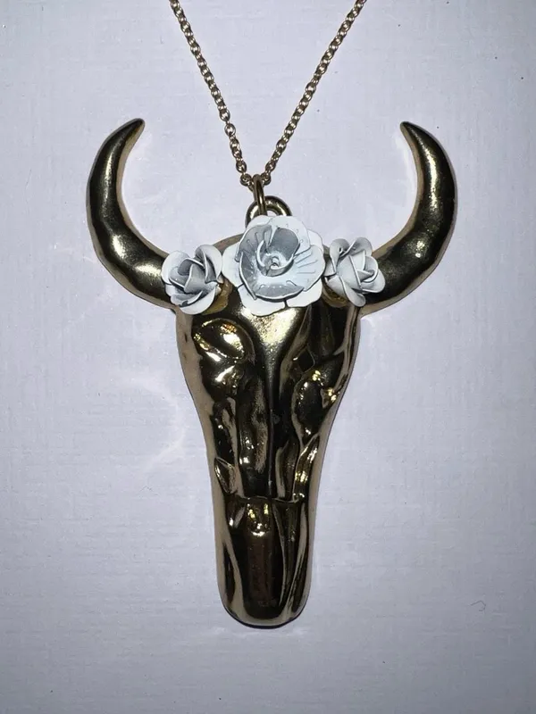 gold bull skull necklace - Image 2