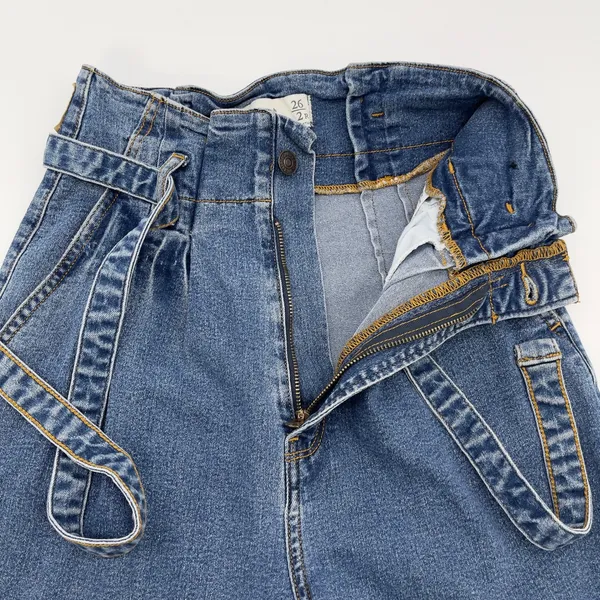 Abercrombie Fitch Mom Jean Women 26/2R Paperbag Waist Tie Belt Indie Street Chic - Image 7