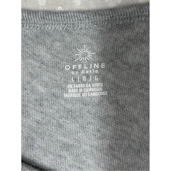 Aerie Offline Women Top Sz L Heather Grey Short Sleeve Oversized Tee Classic - Image 2