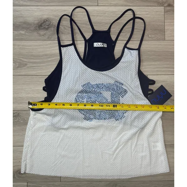 Nuyu UNC Tar Heels Mesh Rhinestone Spaghetti Tank Top Navy White Large New - Image 3