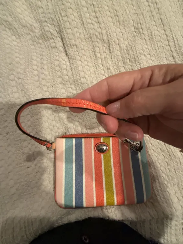 Coach Multicolored Striped Leather Wristlet Clutch - Image 4
