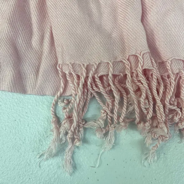 Adult light pink tassel thin knit fashion wrap around scarf basic‎ casual warm - Image 2