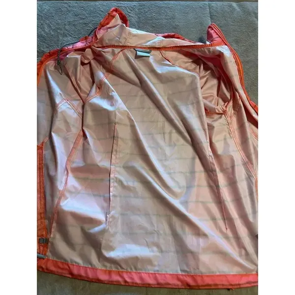 Columbia Full Zip Hooded Windbreaker Women's Size Large Striped Jacket Pink - Image 6