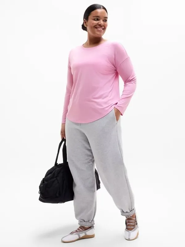 New Athleta M Move With Ease Long Sleeve Top Waterlily Pink Medium Regular - Image 4