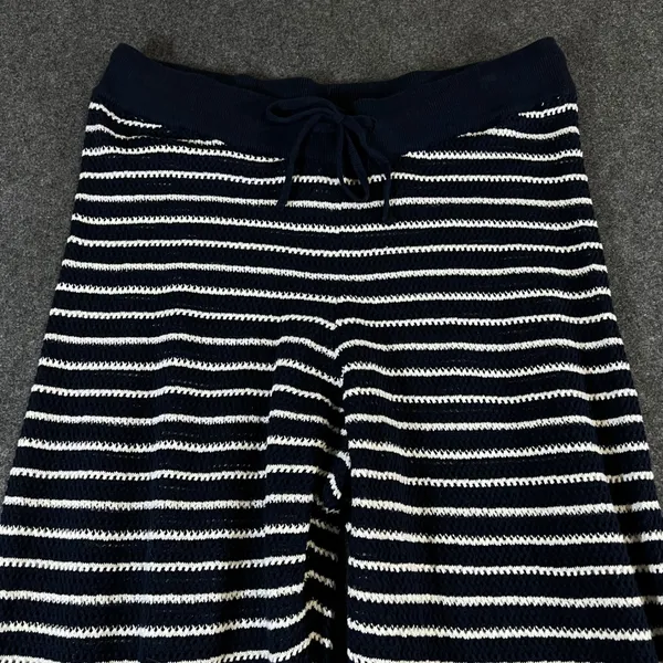 Pact Organic‎ Cotton Linen Knit Striped Wide Leg Lounge Pants Navy White Medium - Image 8