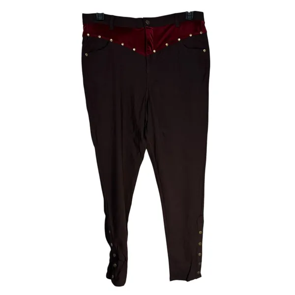 Unique Vintage Brown Velvet Studded Western Style Pants XL 14‎ - Image 7