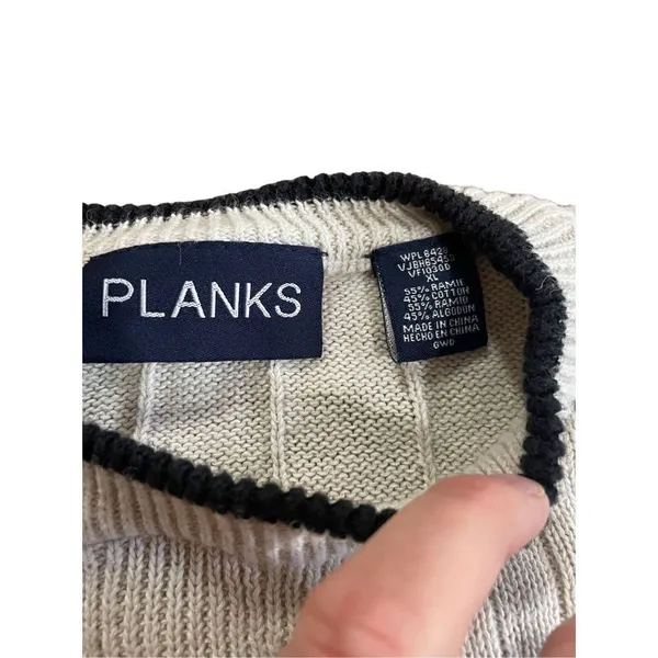 ‎PLANKS cream vintage sweater with stripe XL - Image 4
