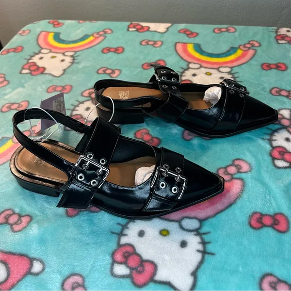 Size 6.5 Peyton Double Buckle black‎ Slingback Flats by wild fable alternative - Image 3