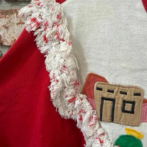Vintage Southwestern Applique Tee Sz Large Folk Art Fringe Trim Adobe Santa Fe - Image 4
