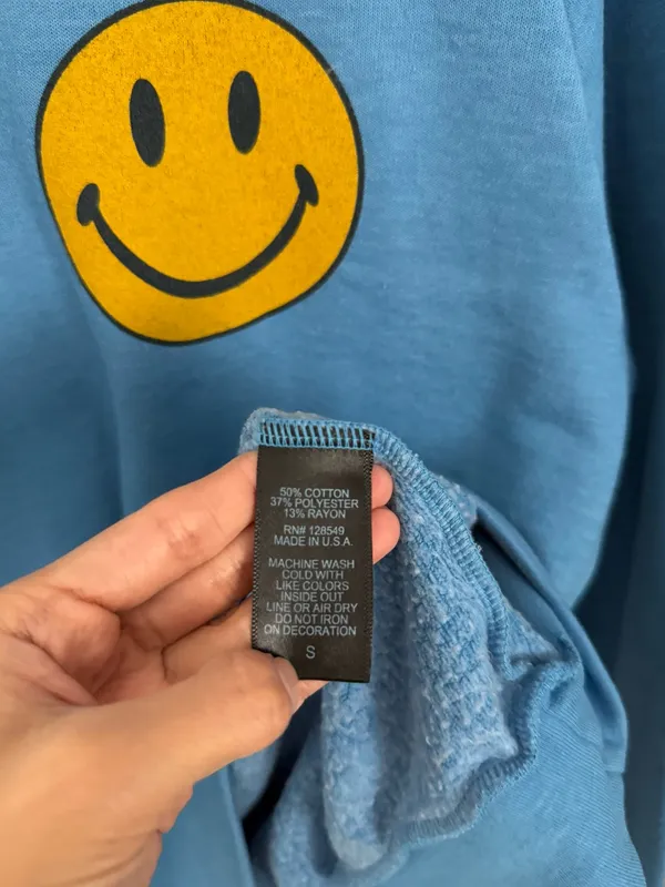 Aviator Nation Small Smiley Crew Neck Relaxed Sweatshirt Blue - Image 2