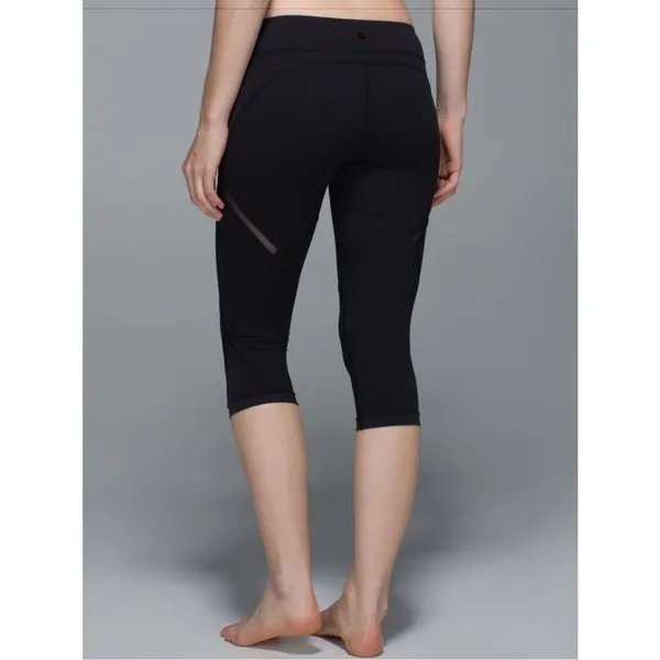 Lululemon Cool To Street Crop Mesh Leggings Black Cropped Active Tights Size 8 - Image 2