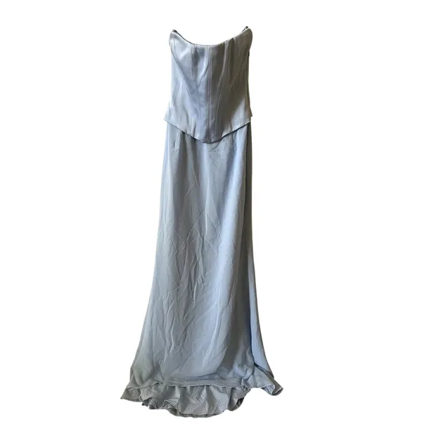 Oh Polly Avielle Satin Corset Bridesmaid Maxi Dress Sky Blue Size 2 New - Image 6