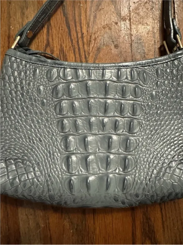Brahmin Crocodile Embossed Light Blue Mini Shoulder Bag 10” Y2K - Image 3