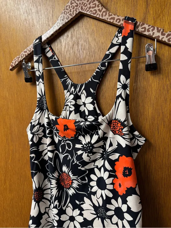 Free People FP Movement Never Better Floral Print Mini Dress Black White Large - Image 6